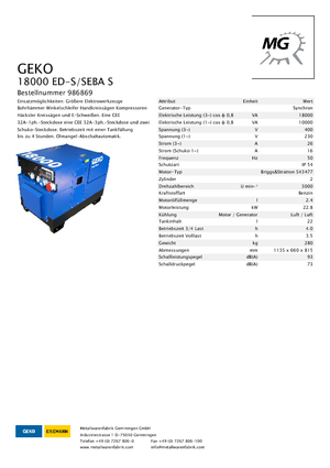 गैसोलीन पावर जनरेटर Geko ® 18000 ED-S/SEBA