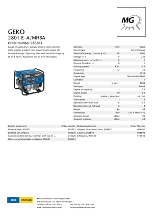गैसोलीन पावर जनरेटर Geko ® 2801 E-A/MHBA