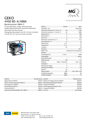 गैसोलीन पावर जनरेटर Geko ® 4400 ED-A/HEBA