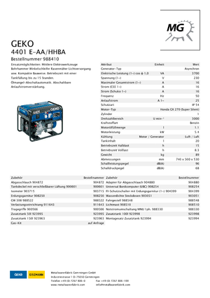 गैसोलीन पावर जनरेटर Geko ® 4401 E-AA/HHBA
