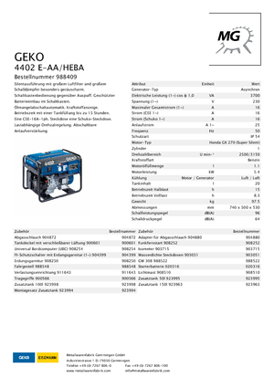 गैसोलीन पावर जनरेटर Geko ® 4402 E-AA/HEBA*