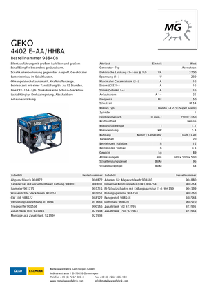 गैसोलीन पावर जनरेटर Geko ® 4402 E-AA/HHBA*