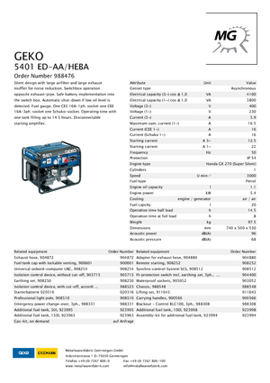 गैसोलीन पावर जनरेटर Geko ® 5401 ED-AA/HEBA