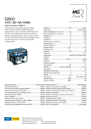 गैसोलीन पावर जनरेटर Geko ® 5401 ED-AA/HHBA