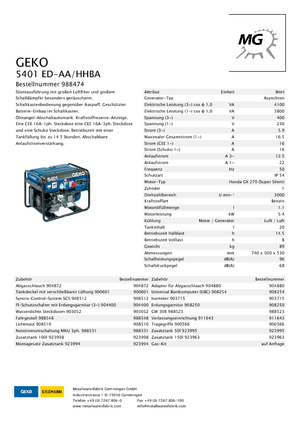 गैसोलीन पावर जनरेटर Geko ® 5401 ED-AA/HHBA