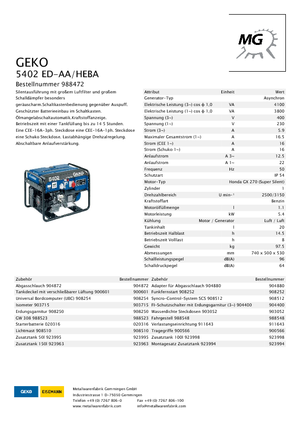 गैसोलीन पावर जनरेटर Geko ® 5402 ED-AA/HEBA*