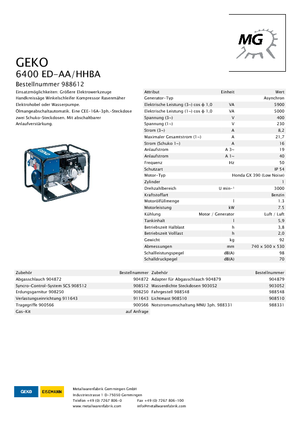 गैसोलीन पावर जनरेटर Geko ® 6400 ED-AA/HHBA