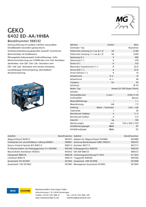गैसोलीन पावर जनरेटर Geko ® 6402 ED-AA/HHBA*
