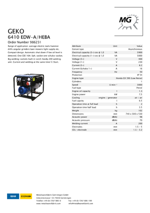 गैसोलीन पावर जनरेटर Geko ® 6410 EDW-A/HEBA