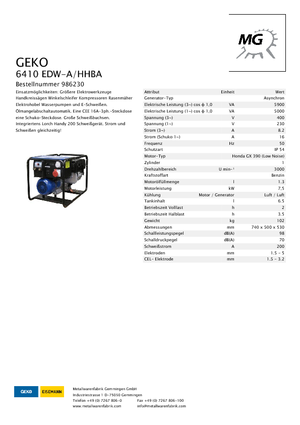गैसोलीन पावर जनरेटर Geko ® 6410 EDW-A/HHBA