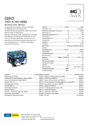 गैसोलीन पावर जनरेटर Geko ® 7401 E-AA/HEBA