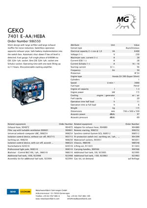 गैसोलीन पावर जनरेटर Geko ® 7401 E-AA/HEBA