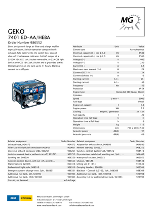 गैसोलीन पावर जनरेटर Geko ® 7401 ED-AA/HEBA