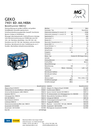 गैसोलीन पावर जनरेटर Geko ® 7402 ED-AA/HHBA