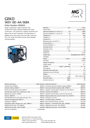 गैसोलीन पावर जनरेटर Geko ® 9001 ED-AA/SEBA