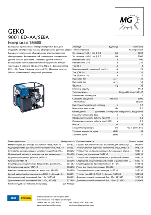 गैसोलीन पावर जनरेटर Geko ® 9001 ED-AA/SEBA