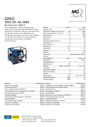 गैसोलीन पावर जनरेटर Geko ® 9002 ED-AA/SEBA*