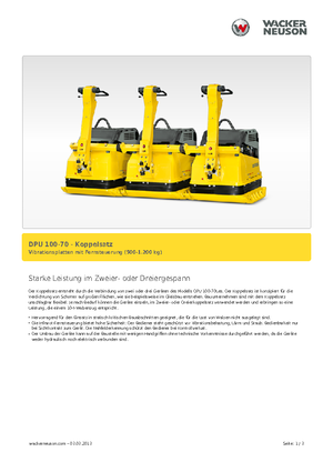 सिंगल डायरेक्शन वाइब्रेटरी प्लेट कॉम्पेक्टर Wacker Neuson Koppelsatz für 2 x DPU 100-70