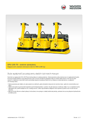 सिंगल डायरेक्शन वाइब्रेटरी प्लेट कॉम्पेक्टर Wacker Neuson Koppelsatz für 3 x DPU 100-70