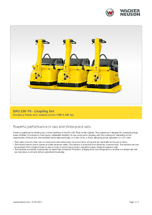 सिंगल डायरेक्शन वाइब्रेटरी प्लेट कॉम्पेक्टर Wacker Neuson Koppelsatz für 2 x DPU 100-70