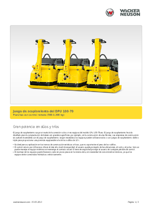 सिंगल डायरेक्शन वाइब्रेटरी प्लेट कॉम्पेक्टर Wacker Neuson Koppelsatz für 3 x DPU 100-70