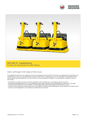 सिंगल डायरेक्शन वाइब्रेटरी प्लेट कॉम्पेक्टर Wacker Neuson Koppelsatz für 2 x DPU 100-70