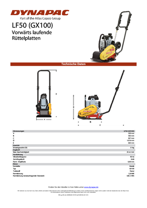 सिंगल डायरेक्शन वाइब्रेटरी प्लेट कॉम्पेक्टर Dynapac LF 50 (EH09)