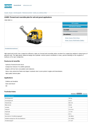 रिवर्सिबल वाइब्रेटरी प्लेट कॉम्पेक्टर Atlas Copco LG 400