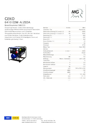 गैसोलीन पावर जनरेटर Geko ® 6410 EDW-A/ZEDA