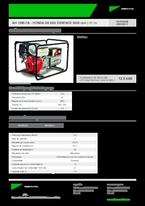गैसोलीन पावर जनरेटर INMESOL AH 1250-CA