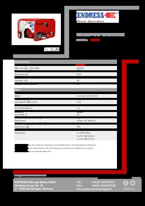 गैसोलीन पावर जनरेटर Endress ESE 1006 HG-GT ES ISO Duplex