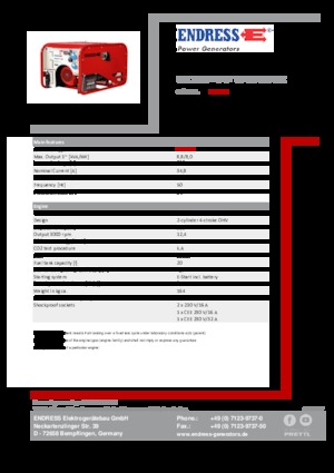 गैसोलीन पावर जनरेटर Endress ESE 1006 HG-GT ES ISO Duplex