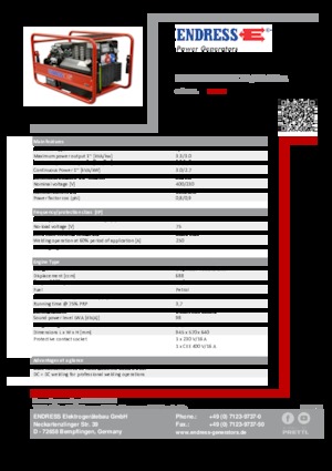 गैसोलीन पावर जनरेटर Endress ESE 1006 SDHS-DC ES / 30-300 A