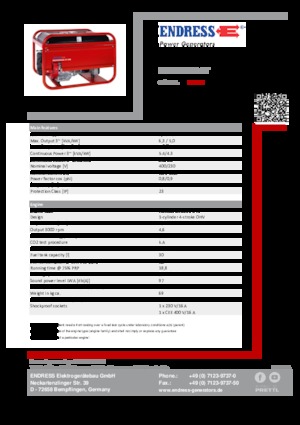 गैसोलीन पावर जनरेटर Endress ESE 506 DHS-GT