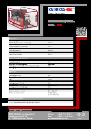 गैसोलीन पावर जनरेटर Endress ESE 804 SDHS-DC / 40-220 A