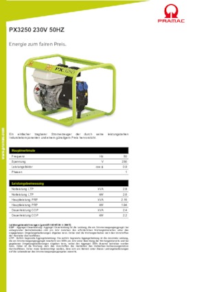 गैसोलीन पावर जनरेटर PRAMAC Lifter PX 3250
