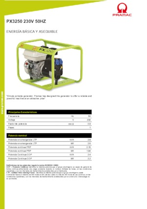 गैसोलीन पावर जनरेटर PRAMAC Lifter PX 3250