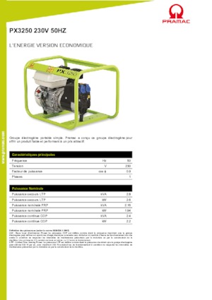 गैसोलीन पावर जनरेटर PRAMAC Lifter PX 3250
