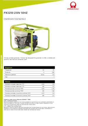 गैसोलीन पावर जनरेटर PRAMAC Lifter PX 3250