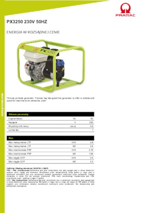 गैसोलीन पावर जनरेटर PRAMAC Lifter PX 3250