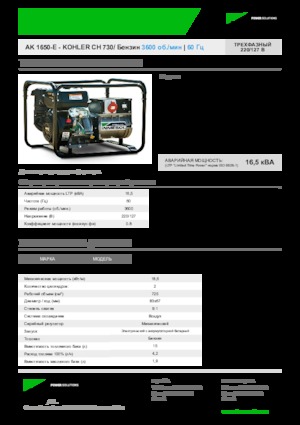 गैसोलीन पावर जनरेटर INMESOL AK 1650-E