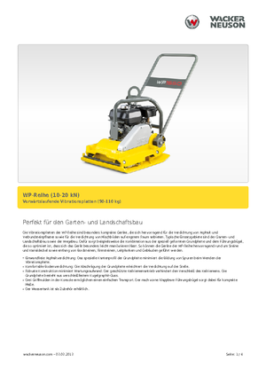सिंगल डायरेक्शन वाइब्रेटरी प्लेट कॉम्पेक्टर Wacker Neuson WP1540Aw