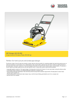 सिंगल डायरेक्शन वाइब्रेटरी प्लेट कॉम्पेक्टर Wacker Neuson WP 2050 W