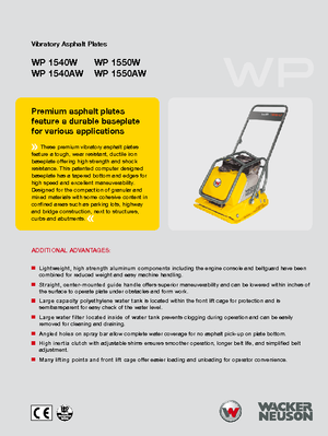 सिंगल डायरेक्शन वाइब्रेटरी प्लेट कॉम्पेक्टर Wacker WP 1540 W