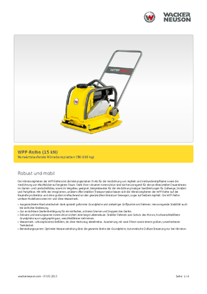 सिंगल डायरेक्शन वाइब्रेटरी प्लेट कॉम्पेक्टर Wacker Neuson WPP 1540 W