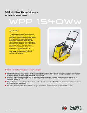 सिंगल डायरेक्शन वाइब्रेटरी प्लेट कॉम्पेक्टर Wacker Neuson WPP 1540 Ww