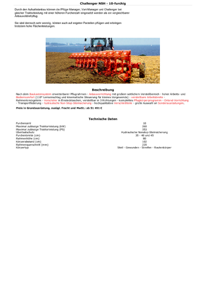 प्लाउ Kuhn Challenger 11E NSH + ZXL 