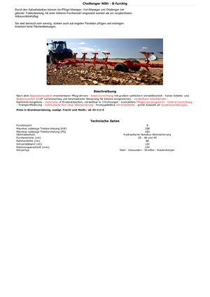 प्लाउ Kuhn Challenger 9E NSH + ZXL 