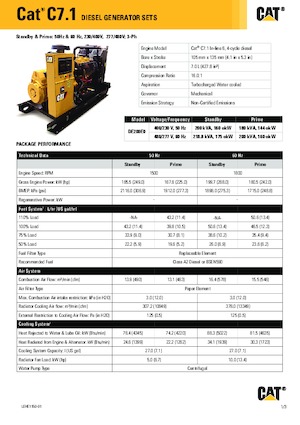 डीजल पावर जनरेटर Caterpillar C7.1-DE 200