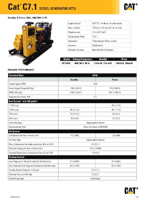 डीजल पावर जनरेटर Caterpillar C7.1-DE 220